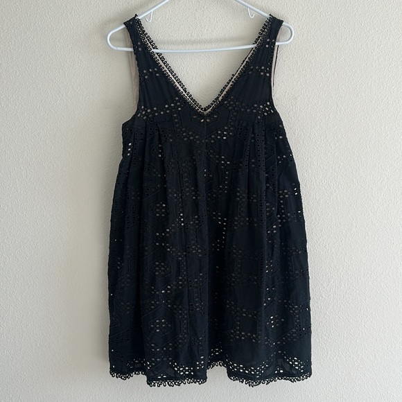 Anthropologie Maeve Eyelet Black Mini Dress - Picture 2 of 9